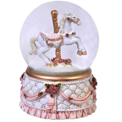 Glob de zapada, model Calut alergand, Alb, 8 cm