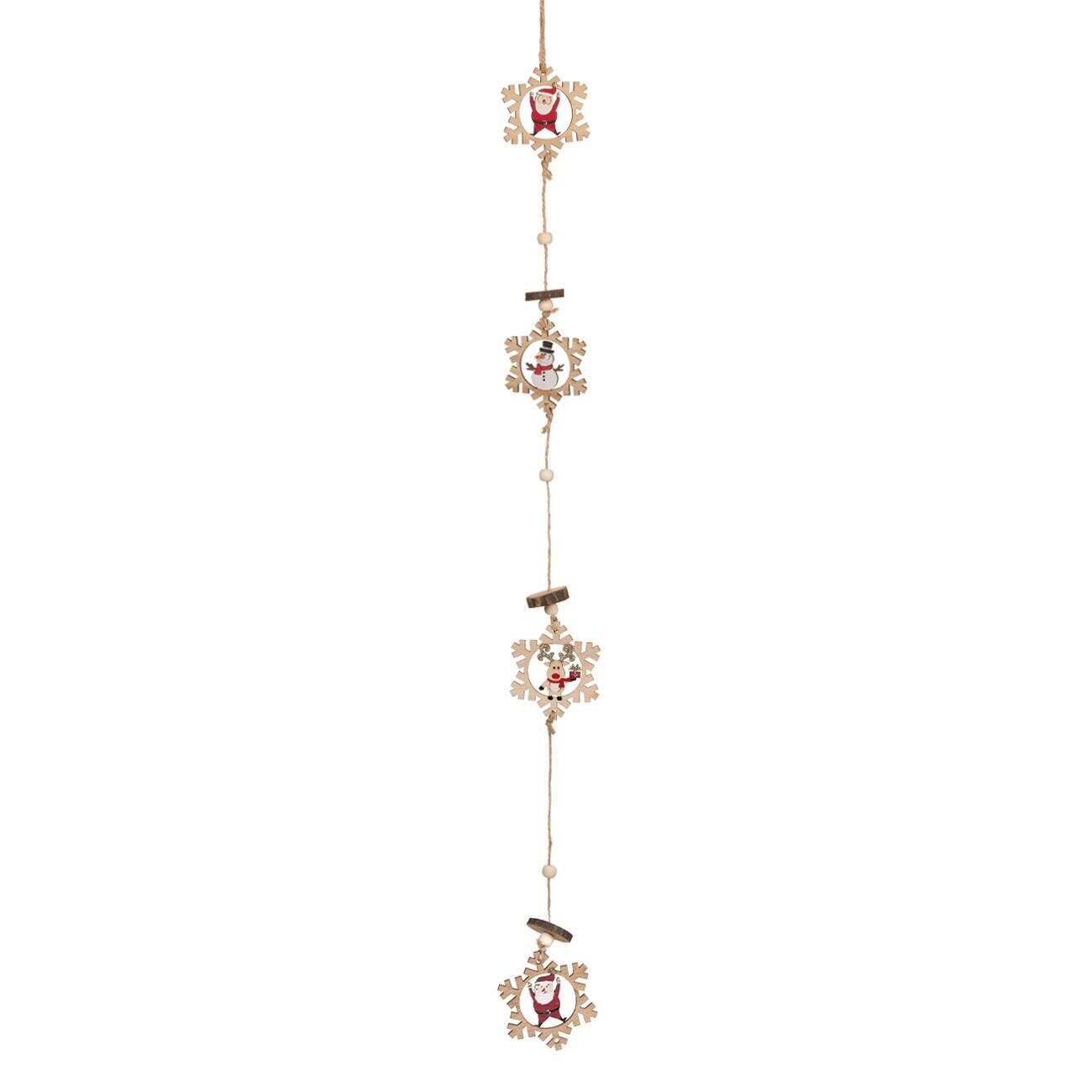 Figurina decorativa, Zola®, din lemn, pentru sarbatori, care atarna, model fulgi cu imagini, 60 cm