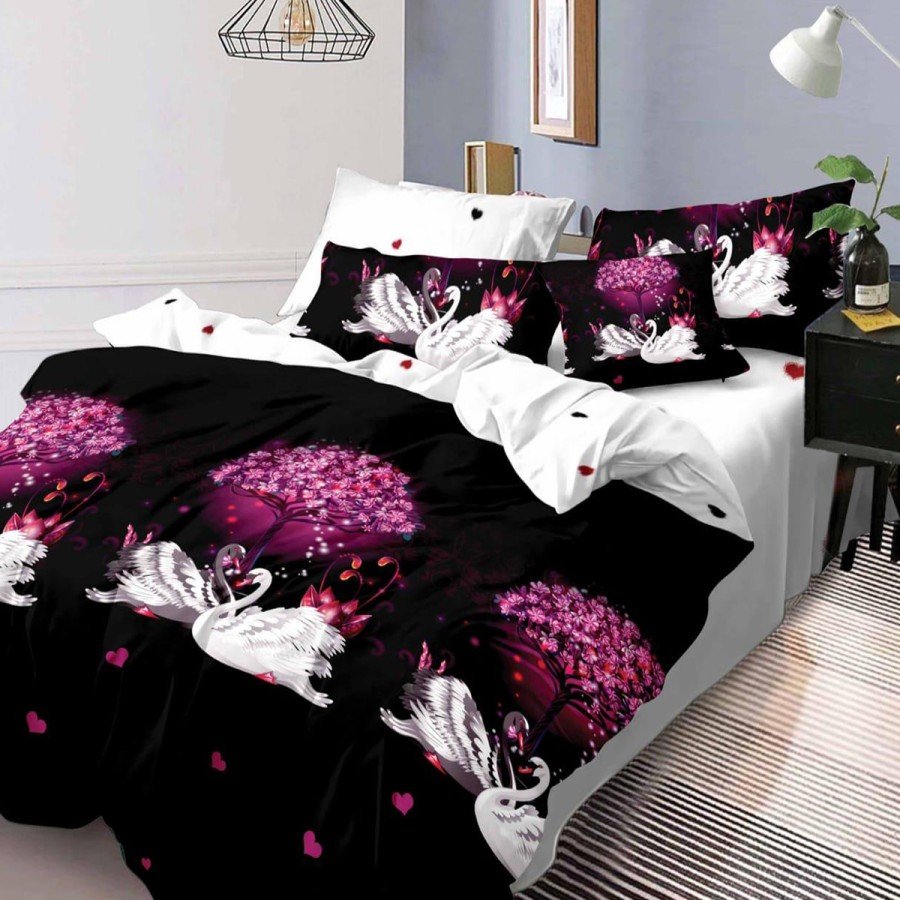 Set Lenjerie de pat dublu, 4 piese, 220 x 230 cm, Pucioasa, ELVO 462