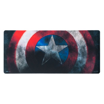 Mousepad profesional pentru gaming si birou Marvel, Captain America Shield, model XL, antiderapant, impermeabil, 80x35 cm Mousepad profesional pentru gaming si birou Marvel, Captain America Shield, model XL, antiderapant, impermeabil, 80x35 cm