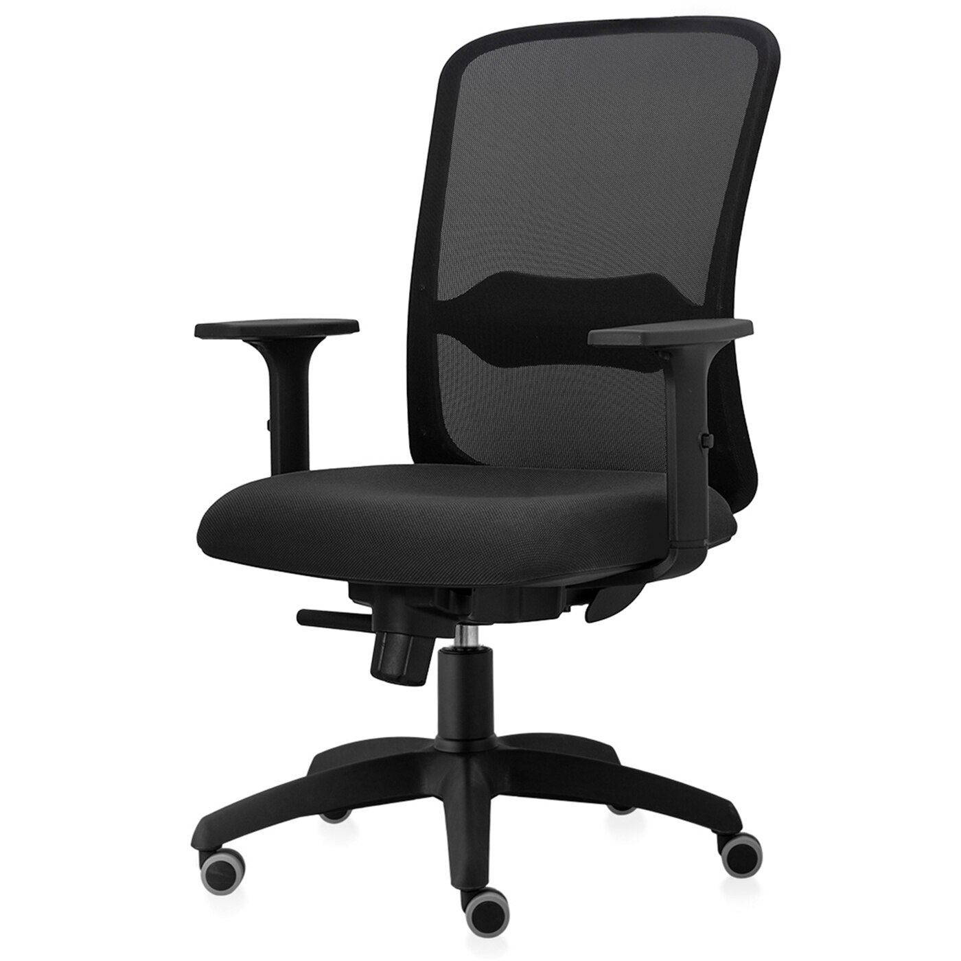 Scaun ergonomic de birou TRAFFIC CHAIRS STAR ECO, mesh negru, tapiterie textil, NEGRU, rotile gumate