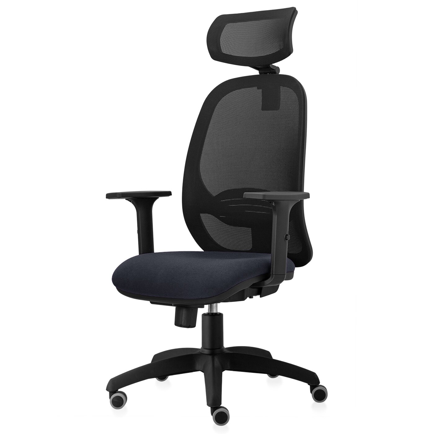 Scaun ergonomic de birou TRAFFIC CHAIRS MAX, mesh negru, tapiterie textil, GRI INCHIS, rotile gumate, brate reglabile