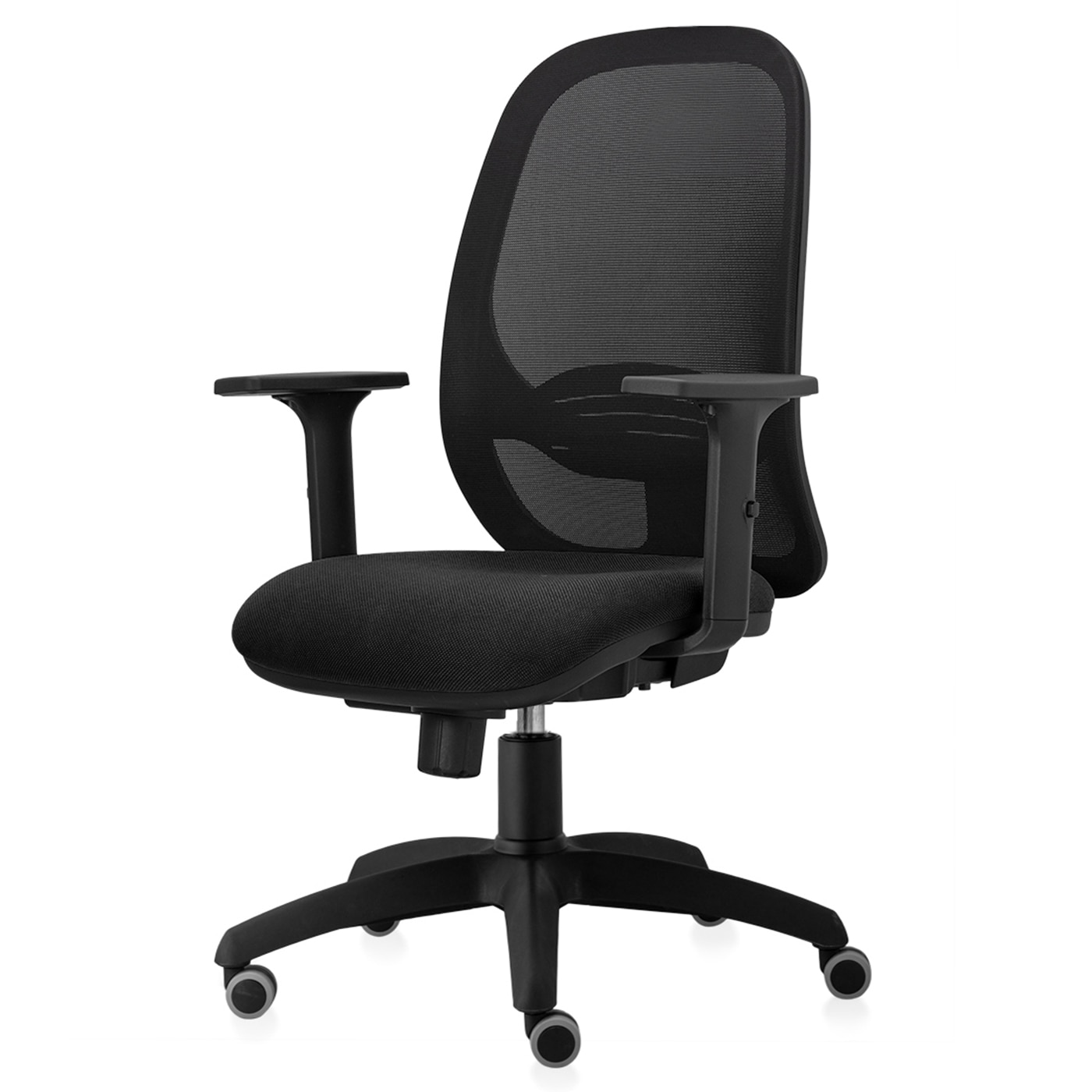 Scaun ergonomic de birou TRAFFIC CHAIRS MAX ECO, mesh negru, tapiterie textil, NEGRU, rotile gumate