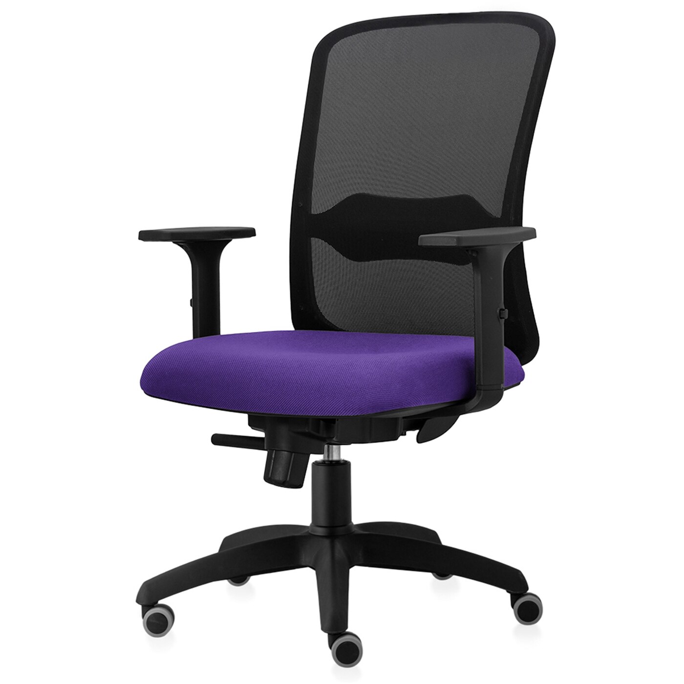 Scaun ergonomic de birou TRAFFIC CHAIRS STAR ECO, mesh negru, tapiterie textil, MOV, rotile gumate