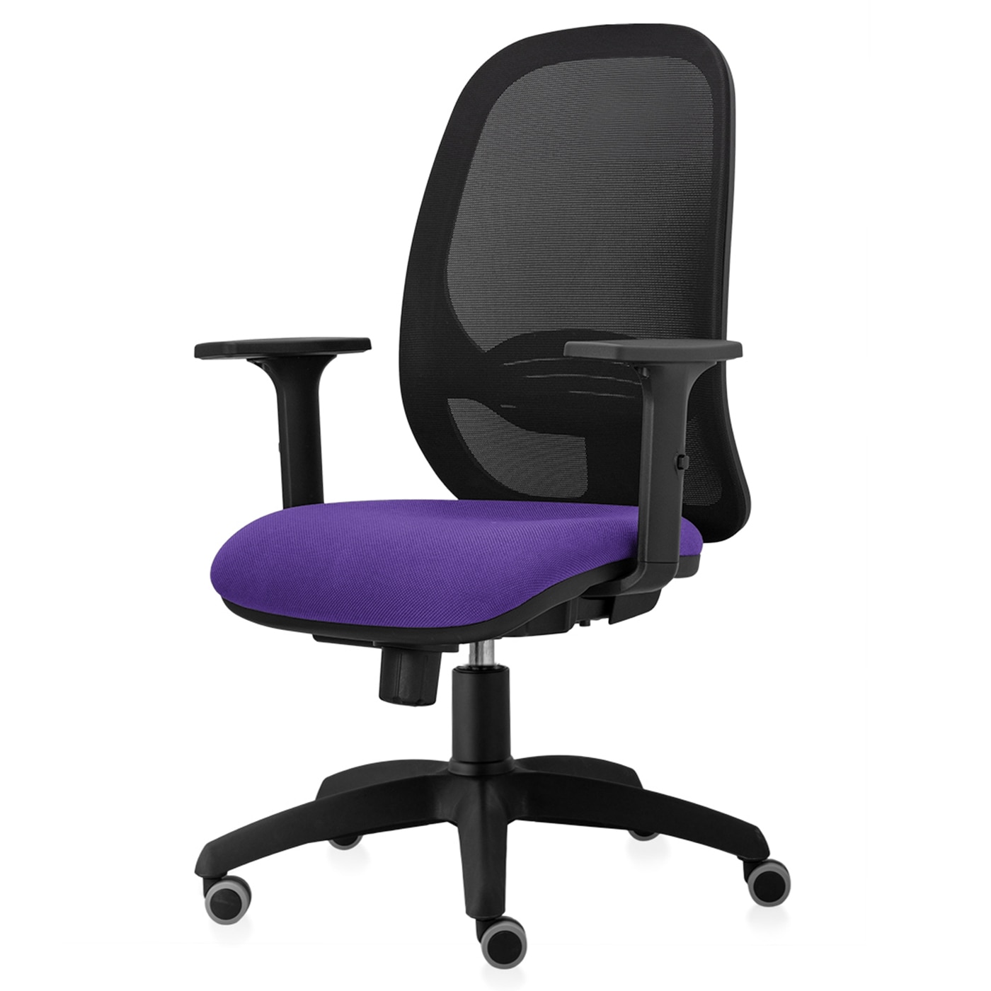 Scaun ergonomic de birou TRAFFIC CHAIRS MAX ECO, mesh negru, tapiterie textil, MOV, rotile gumate