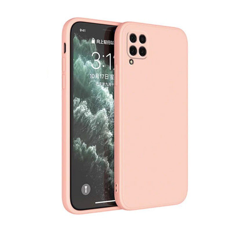 Husa protectie pentru Samsung Galaxy A22 4G, slim din silicon, cu interior de catifea si protectie camera, Nude, Joyshell