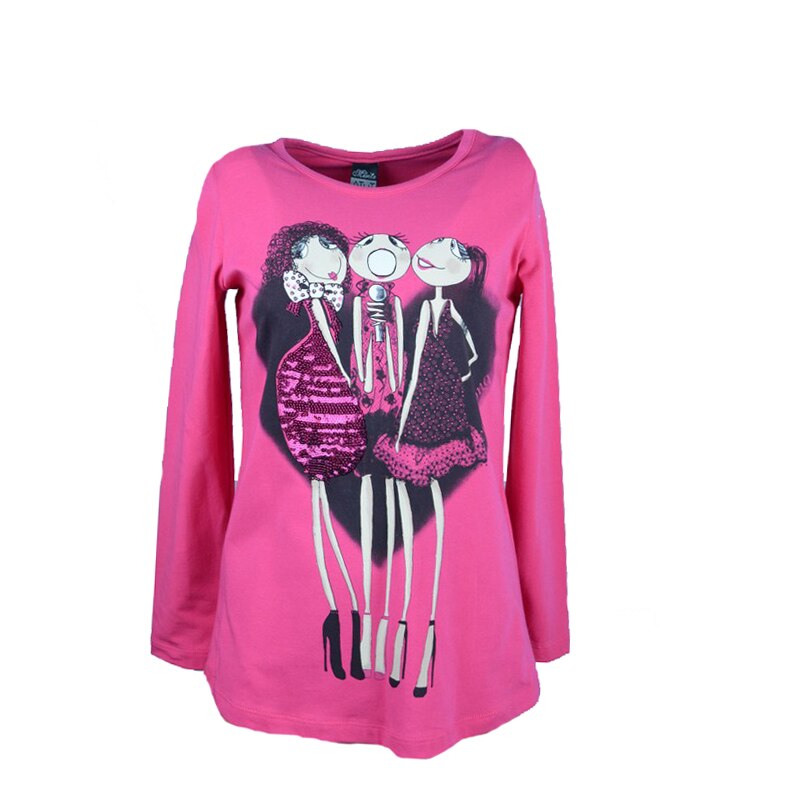 Bluza cu maneca lunga pentru fete Atut 4555-128, Roz 128 CM