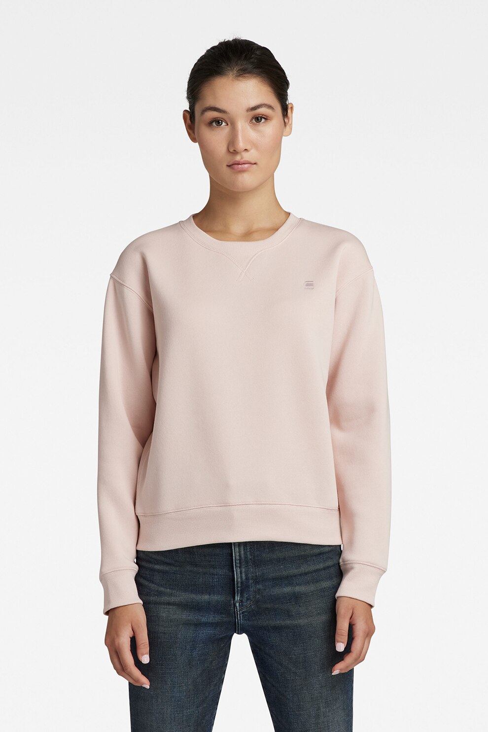 G-Star RAW, Pulover cu decolteu rotund Premium Core, Roz pal
