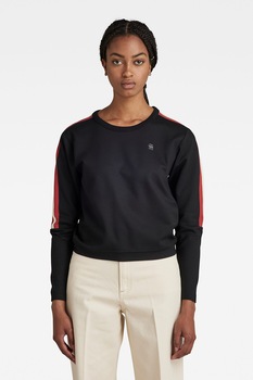 G-Star RAW, Bluza sport cu benzi laterale contrastante, Negru, L G-Star RAW, Bluza sport cu benzi laterale contrastante, Negru, L