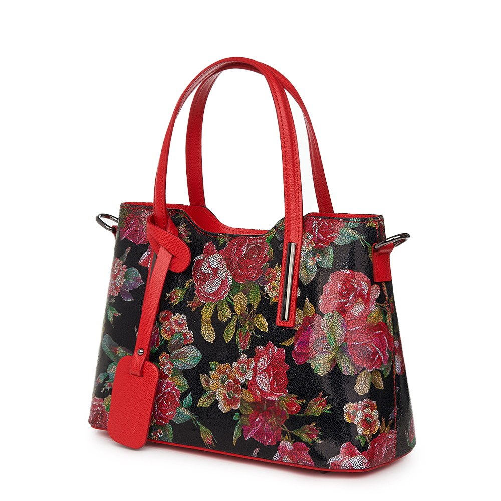 Geanta dama din piele cu model floral Mariella FF6