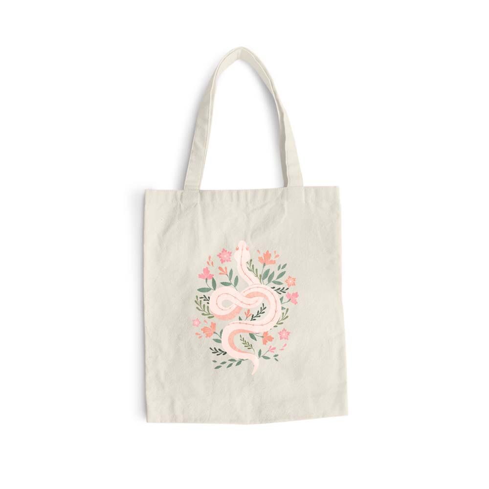 Sacosa bumbac pentru cumparaturi cu manere lungi, Flowers Collection, Snake Floral, VA50