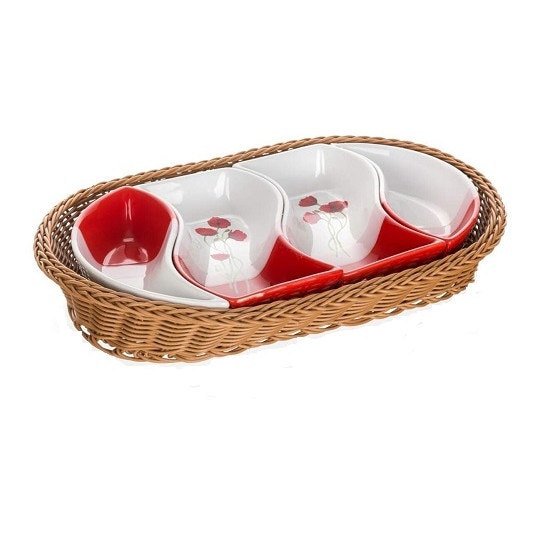 Set de 4 boluri pentru servire Banquet Maci in cos impletit 30.5 x 18.5 cm