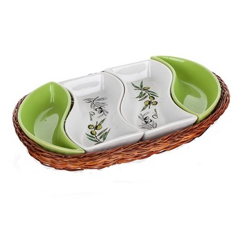 Set de 4 boluri pentru servire Banquet Olives in cos impletit 30.5 x 18 cm Set de 4 boluri pentru servire Banquet Olives in cos impletit 30.5 x 18 cm