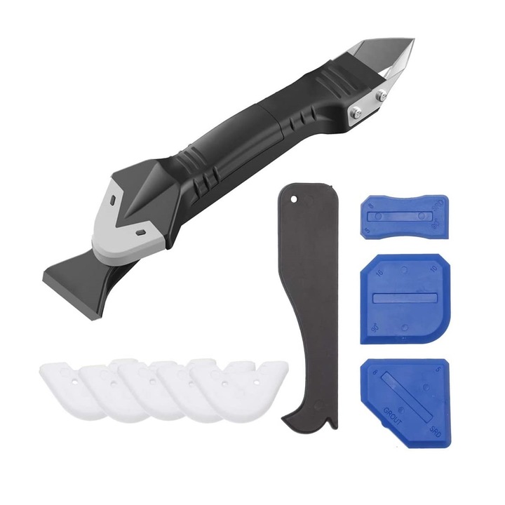 Kit reparatie rosturi, razuire si aplicare silicon, 11 piese, negru ...