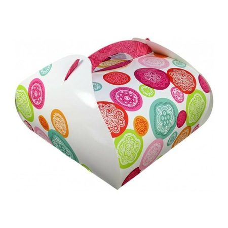 Set 5 bucati, cutie colorata pentru tort, cu maner, IRIS, 30x30x15cm ...