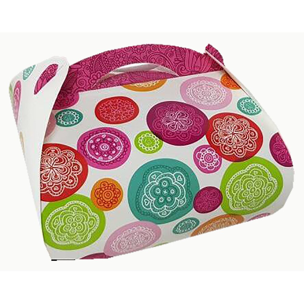 Set 5 bucati, cutie colorata pentru tort, cu maner, IRIS, 30x30x15cm ...