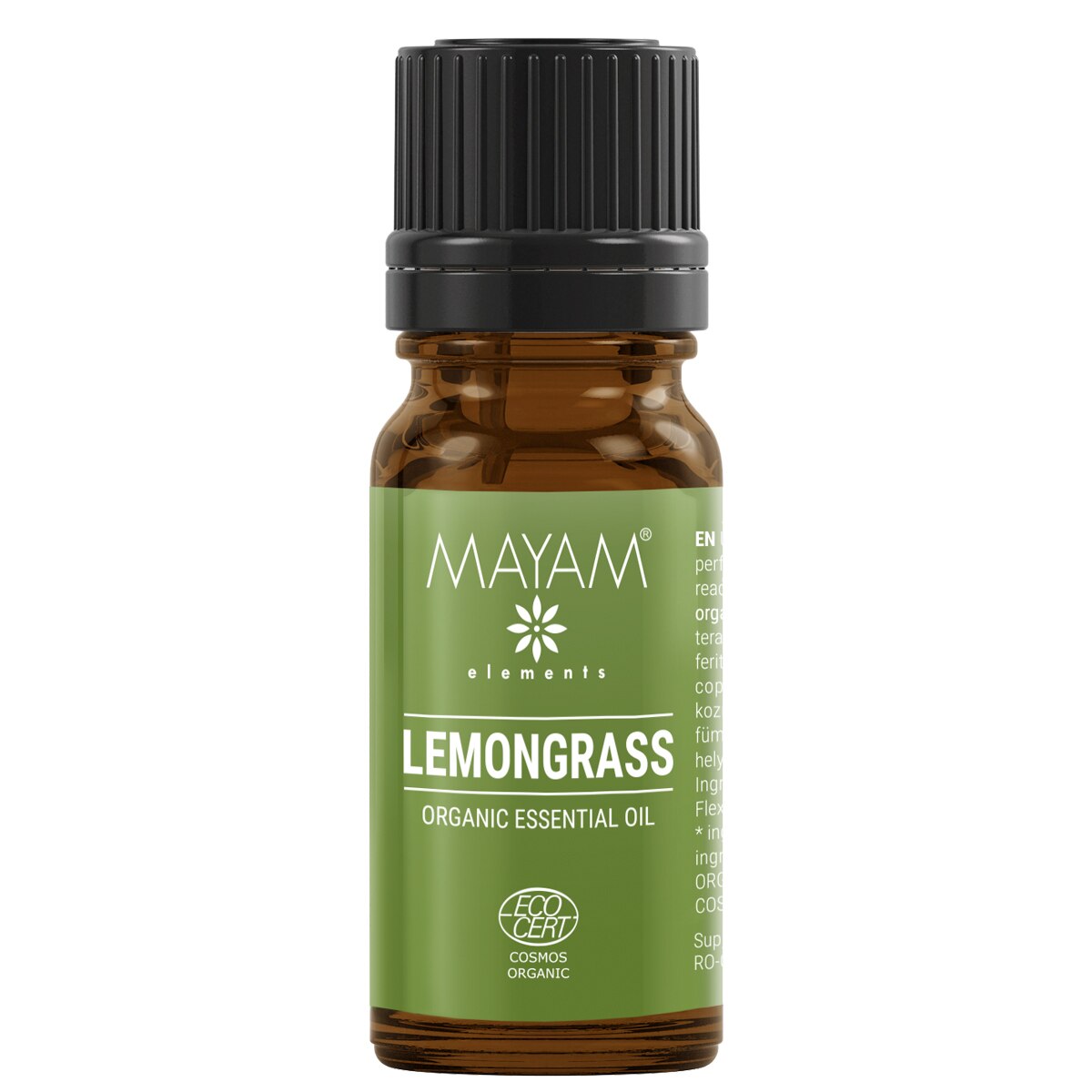 Ulei esential de Lemongrass Bio, Ecocert / Cosmos, 10 ml, MAYAM
