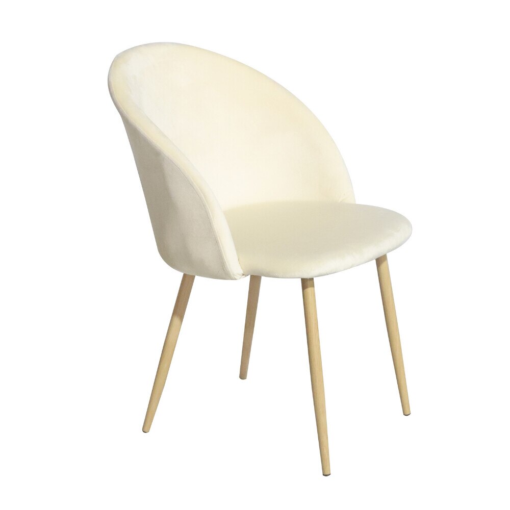 Scaun dining Miro, catifea, picioare metalice, bej