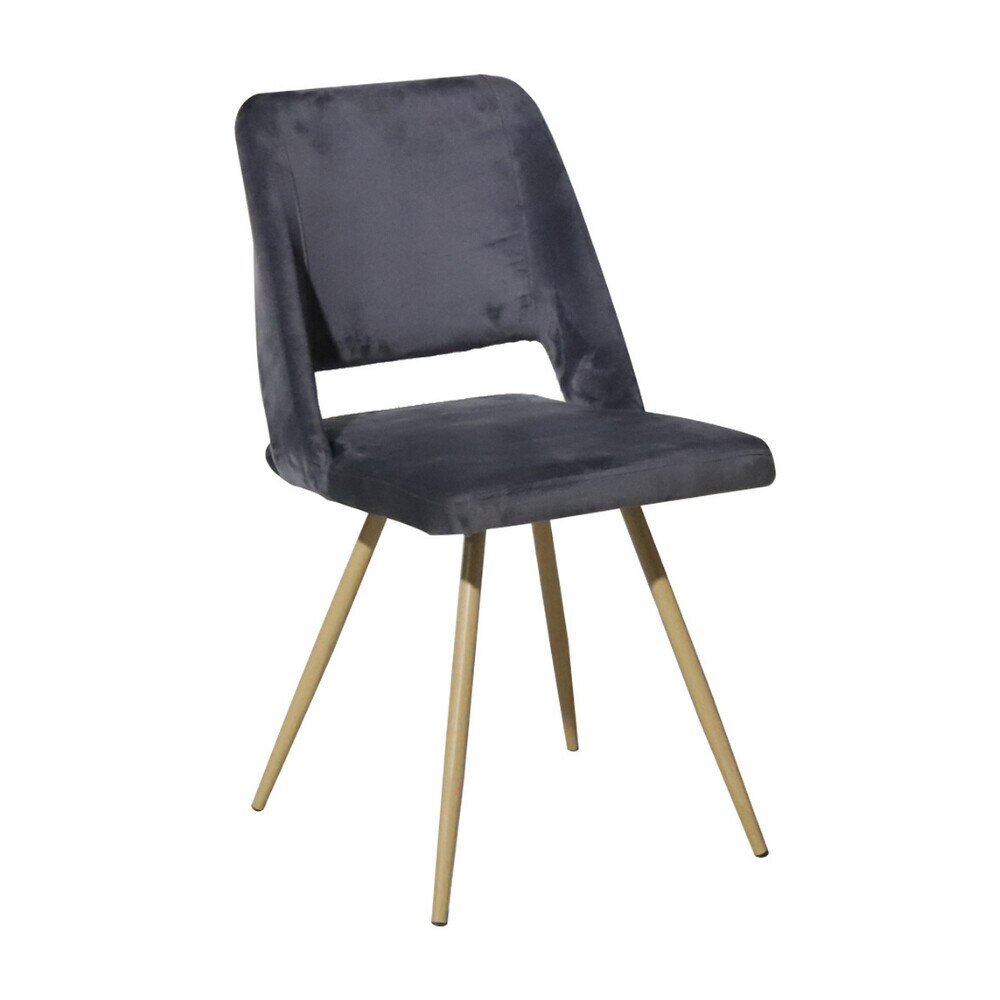 Scaun dining Melina, catifea, picioare metalice, gri