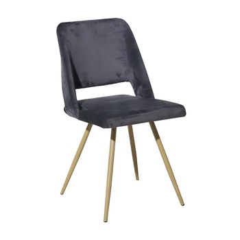Scaun dining Melina, catifea, picioare metalice, gri Scaun dining Melina, catifea, picioare metalice, gri