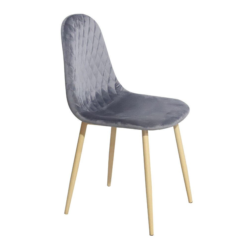 Scaun dining Abby, stil scandinav, catifea, picioare metalice, gri