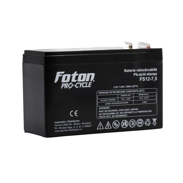Acumulator cu plumb Foton FS12-7.5, VRLA 12V 7.5Ah, pentru alarme si UPS