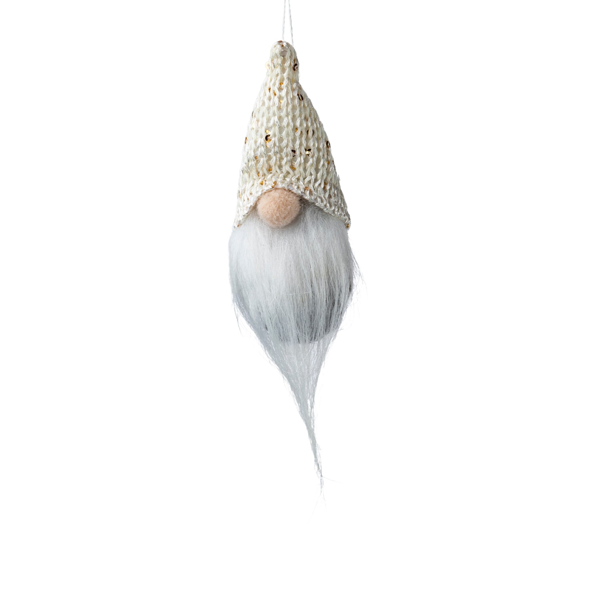 Decoratiune Craciun, Gnom de agatat in brad, Bej, H-20cm
