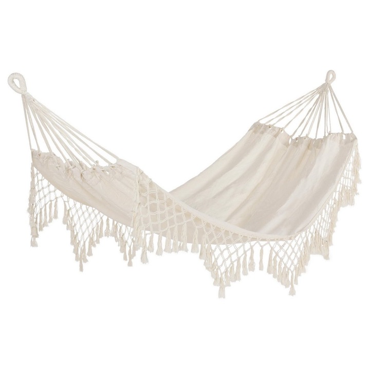 Hamac suspendabil din bumbac crem Kauana 200 cm x 100 cm