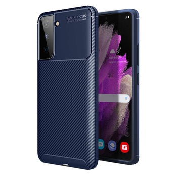 Husa pentru Samsung Galaxy S21, fibra de carbon, Slim Antisoc, carcasa spate, Focus, Blue Husa pentru Samsung Galaxy S21, fibra de carbon, Slim Antisoc, carcasa spate, Focus, Blue