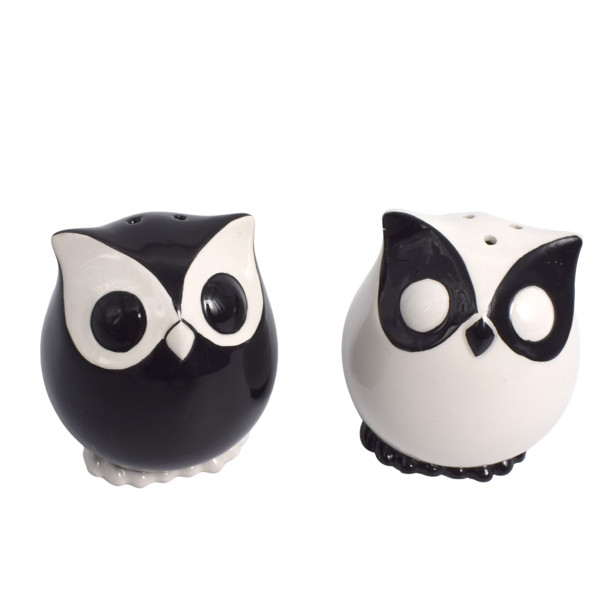 Set solnita si pipernita, parastone, alb si negru, din ceramica