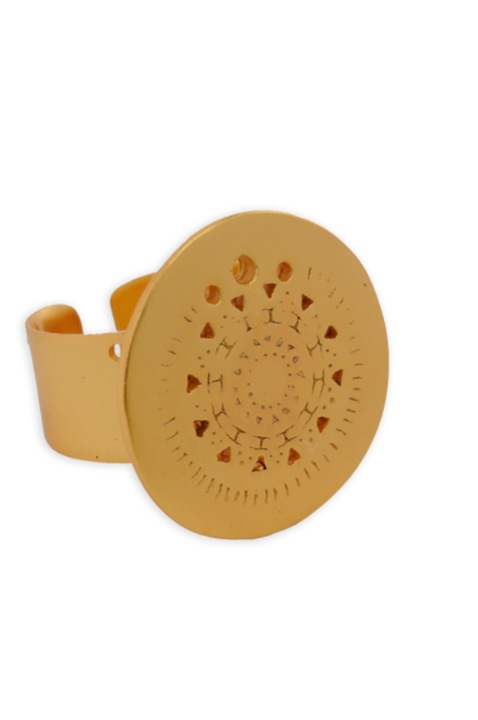 Inel calendarul astrologic, cultura Muisca, circumferinta 22 mm, placat cu aur 24K