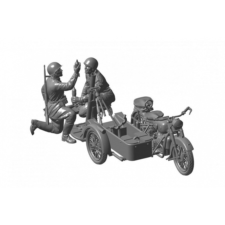 Macheta Militara Zvezda Soviet Motorcycle M-72 with 82mm Mortar 1:35 ZVEZ 3651