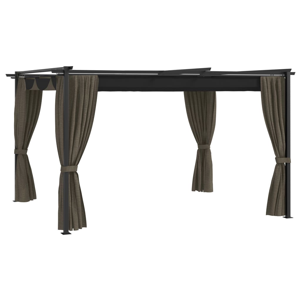 Pavilion cu pereti laterali din perdea vidaXL, Tesatura, 400 x 300 x 230 cm, Taupe