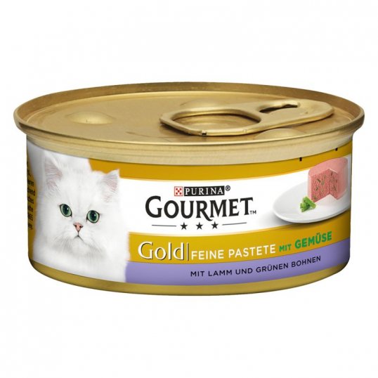 Hrana umeda pentru pisici Gourmet Gold Mousse, Miel si Fasole Verde, 24x85g