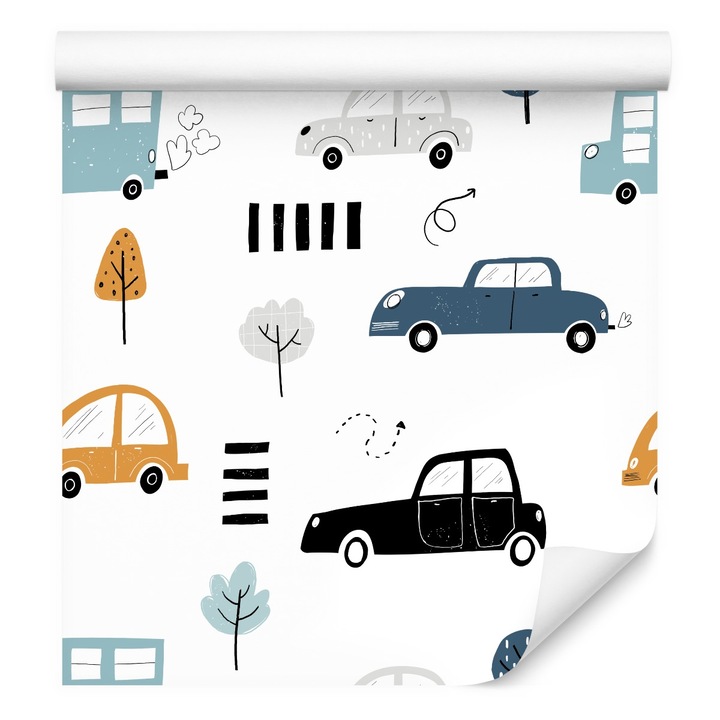 Tapéta Képregény Járművek 53cm x 10m Vlies, Színes, Autók, Modern dizájn, Könnyen tisztítható, Kreatív dekoráció
