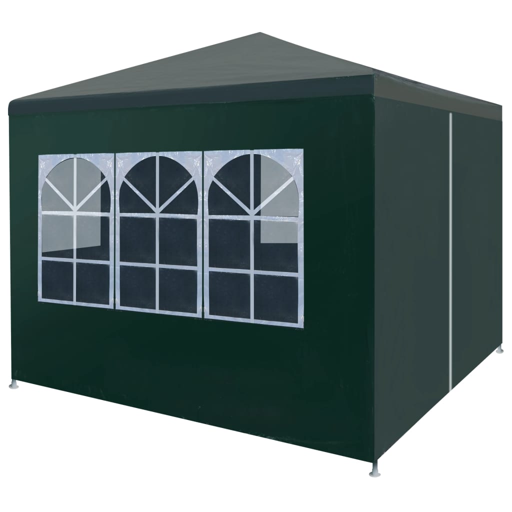 Pavilion de petrecere cu usa cu fermoar vidaXL, Polietilena, 300 x 300 cm, Verde