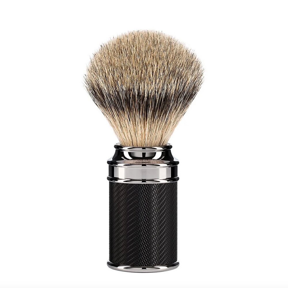 Pamatuf Silvertip Badger cu par de bursuc si maner Muehle Black/Chrome