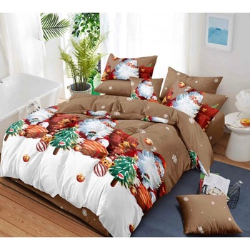 Lenjerie de pat 2 persoane, 6 piese, 2 fete, Finet, Pucioasa, Lenjerie de Craciun, Alb/Maro, LikeStore Lenjerie de pat 2 persoane, 6 piese, 2 fete, Finet, Pucioasa, Lenjerie de Craciun, Alb/Maro, LikeStore