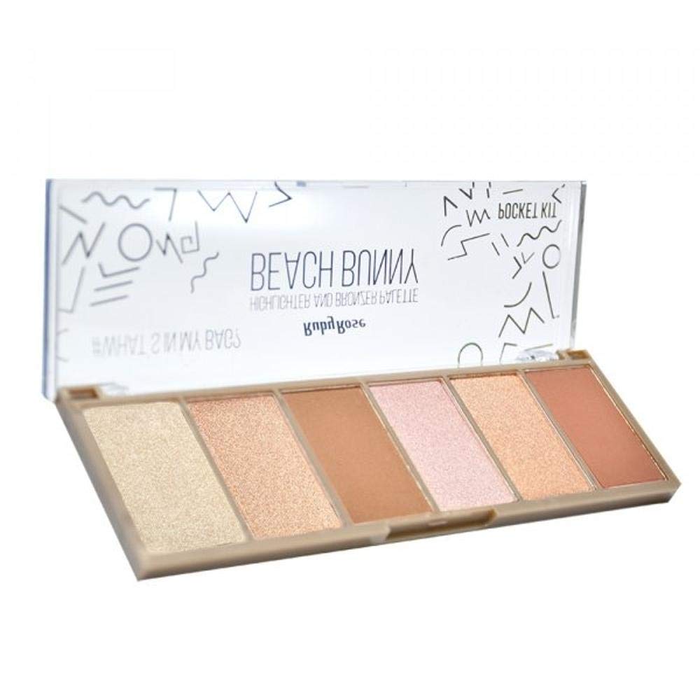 Paleta iluminator bronzant Ruby Rose, Beach Bunny pocket kit, 6 nuante, 21g