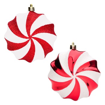 Set globuri de brad pentru Craciun, Marbest Grand Shop, 10.5 cm, alb/rosu, 4 buc Set globuri de brad pentru Craciun, Marbest Grand Shop, 10.5 cm, alb/rosu, 4 buc