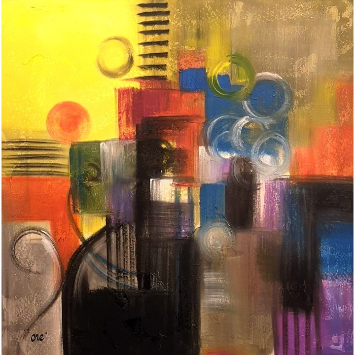 Ръчно рисувана картина Abstraction от ONE, с рамка, галерия ArtVibes TRENDING MODERN ART, 100х100 см