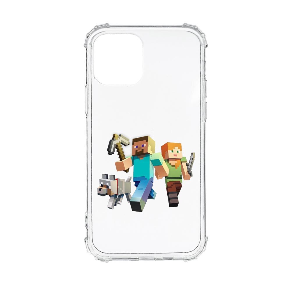 Husa Anti Shock, Compatibila Cu Apple iPhone 13, Minecraft, Silicon Premium, Rezistenta, AS730