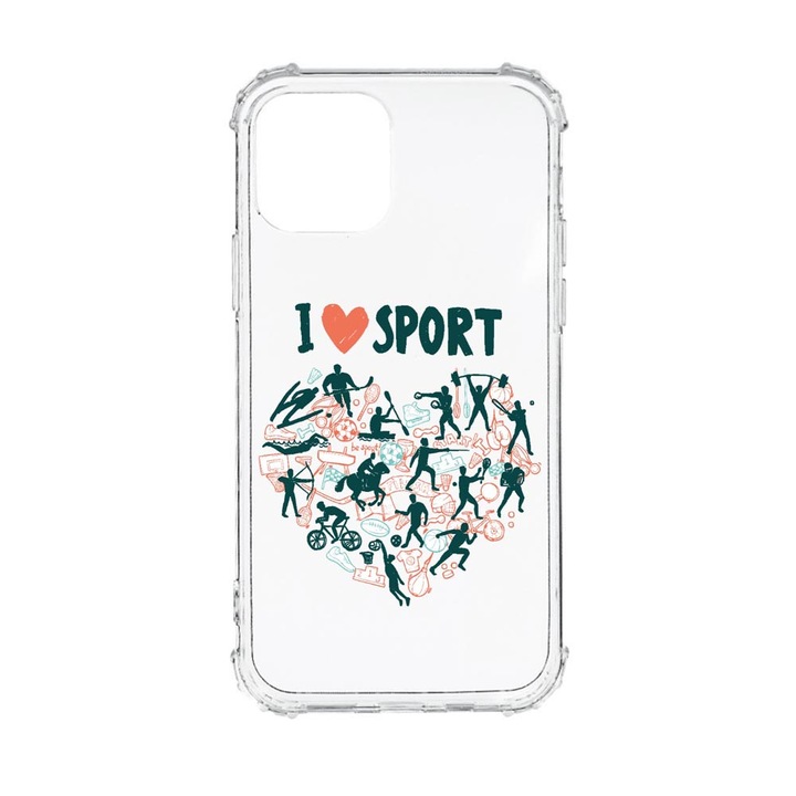 Антишоково покритие, съвместимо с Apple iPhone 13 Pro Max, I Love Sport, първокласен силикон, устойчивост, AS803