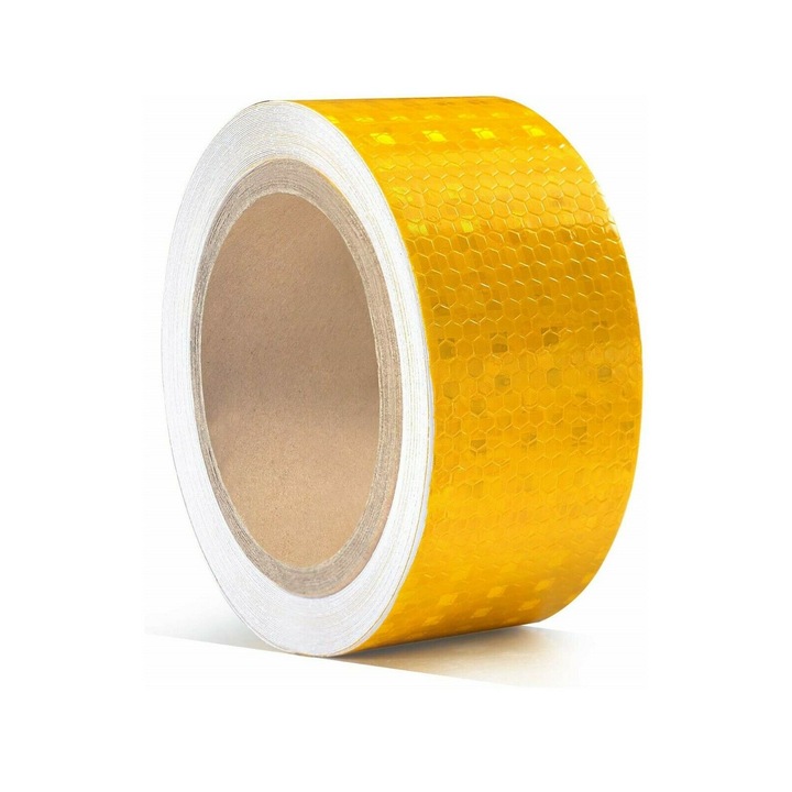 Rola banda reflectorizanta intrerupta premium galben 50M x 5CM