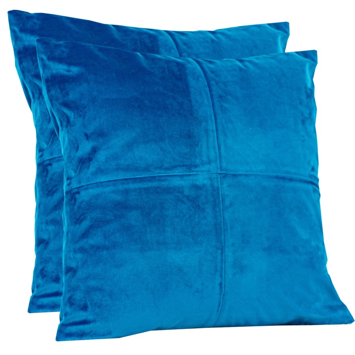 Комплект от 2 декоративни кадифени възглавници със сваляема калъфка, HIKO Comfy velvet Ocean Blue 2x40x40cm