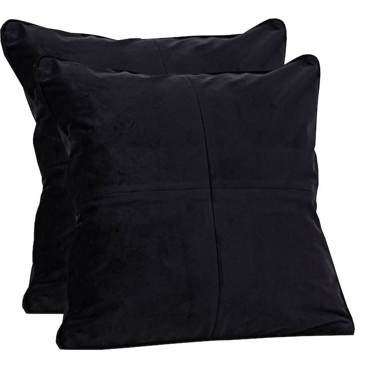 Комплект 2 декоративни възглавници XL Hiko Comfy черно кадифе 2x50x50см, с подвижна предна част и кадифе