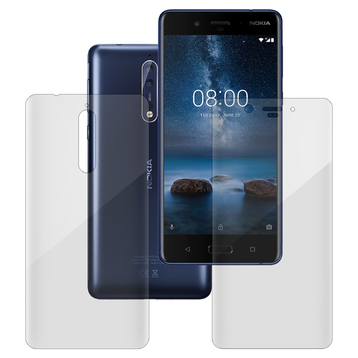 Комплект 2 фолиа SILKASE за Nokia 8, защита на телефона, възобновяем силикон