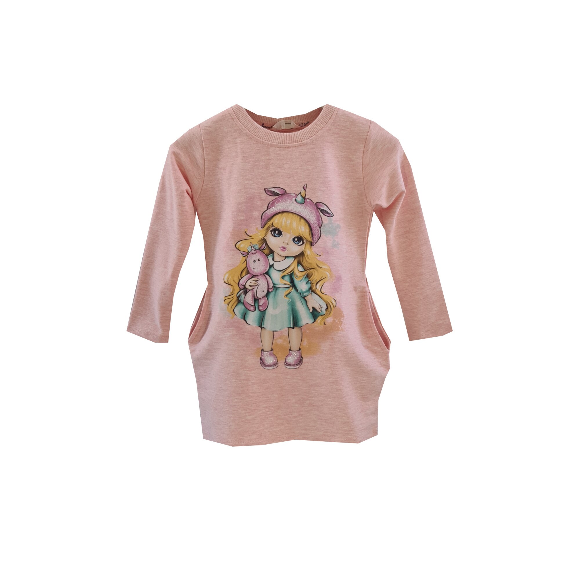 Rochie fete, Grafic Girl Unicorn, Roz deschis