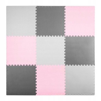 Covor puzzle copii, Ricokids, 9 Piese, 180x180 cm, Gri/Roz Covor puzzle copii, Ricokids, 9 Piese, 180x180 cm, Gri/Roz