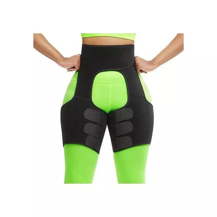 Banda ajustabila SIKS® 3 in 1 pentru modelarea taliei, neopren, talie inalta, negru, 2XL/3XL